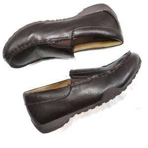 Kids Brown Faux Leather Slip On Loafer Shoes Size 13